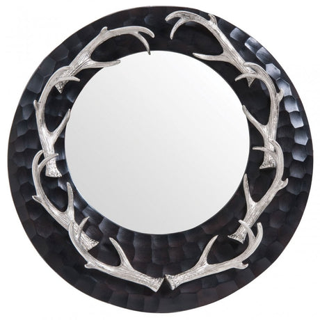 Rockclif Rockclif Antler Wall Mirror, Mirrored, Nickel, Black
