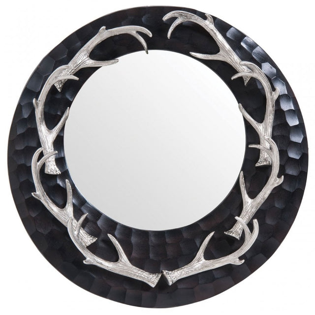 Rockclif Rockclif Antler Wall Mirror, Mirrored, Nickel, Black