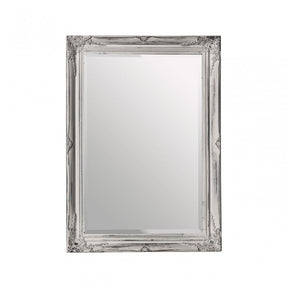 Distressed Wall Mirror, Wood, Mirrored Glass, White