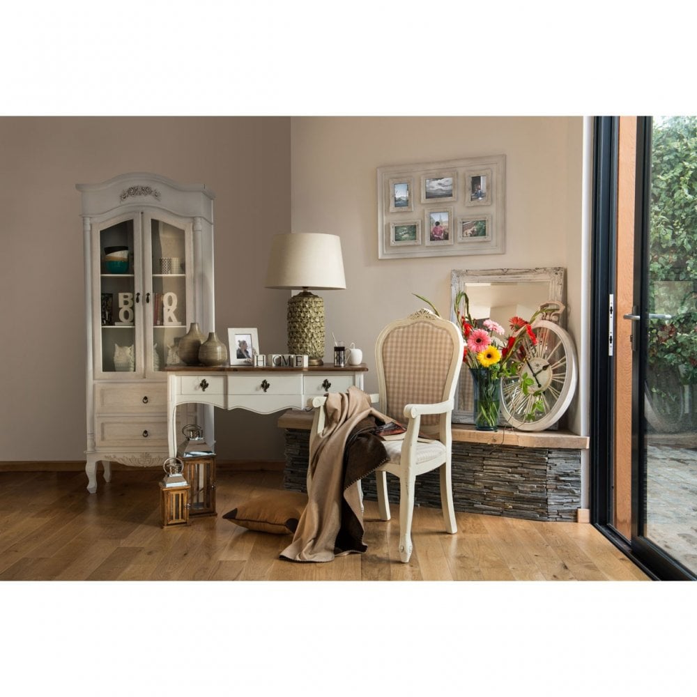 Distressed Wall Mirror, Wood, Mirrored Glass, White