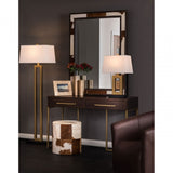 Brown/White Genuine Cowhide Wall Mirror, Cowhide, Mirrored Glass, Stainless Steel, Brown