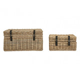 Set of 2 Grey Ratallio Rattan Storage Trunks, Kubu Rattan, Natural