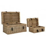 Set of 2 Grey Ratallio Rattan Storage Trunks, Kubu Rattan, Natural
