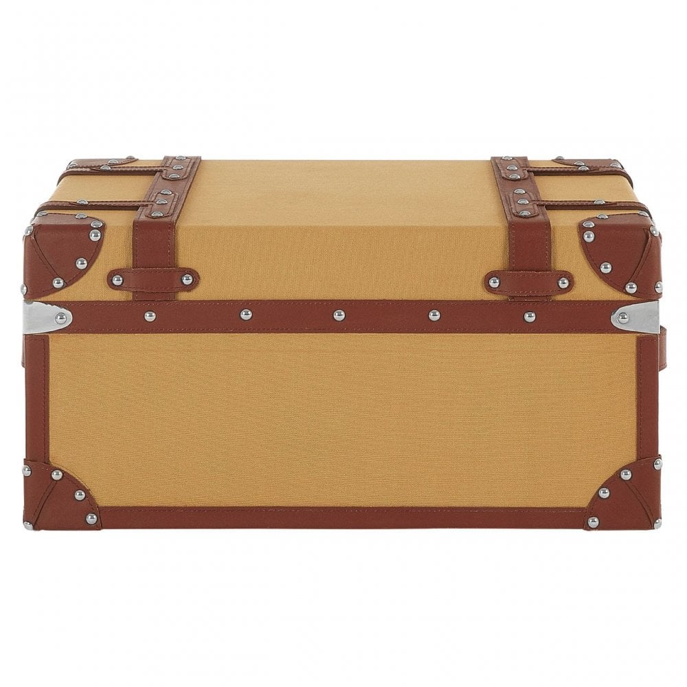 Columbus Small Canvas Storage Trunk, Canvas, Mango Wood, Natural