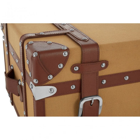 Columbus Small Canvas Storage Trunk, Canvas, Mango Wood, Natural