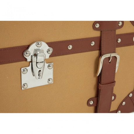 Columbus Small Canvas Storage Trunk, Canvas, Mango Wood, Natural