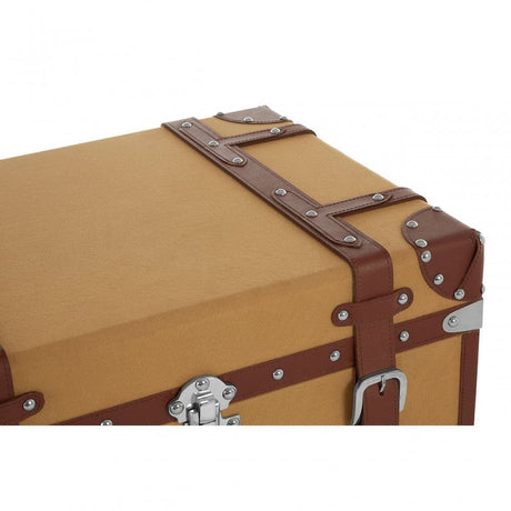 Columbus Small Canvas Storage Trunk, Canvas, Mango Wood, Natural