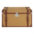 Columbus Large Canvas Storage Trunk, Canvas, Mango Wood, Brown