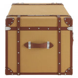 Columbus Large Canvas Storage Trunk, Canvas, Mango Wood, Brown