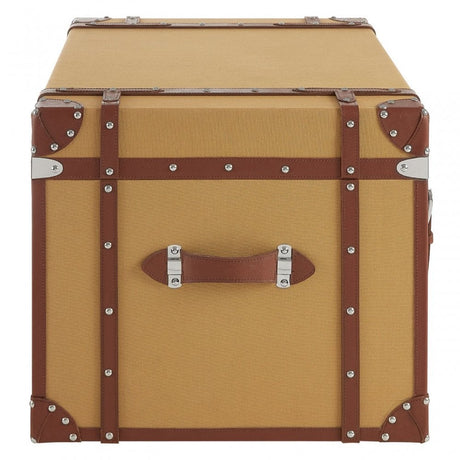 Columbus Large Canvas Storage Trunk, Canvas, Mango Wood, Brown
