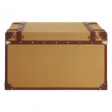 Columbus Large Canvas Storage Trunk, Canvas, Mango Wood, Brown