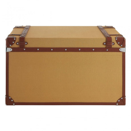 Columbus Large Canvas Storage Trunk, Canvas, Mango Wood, Brown