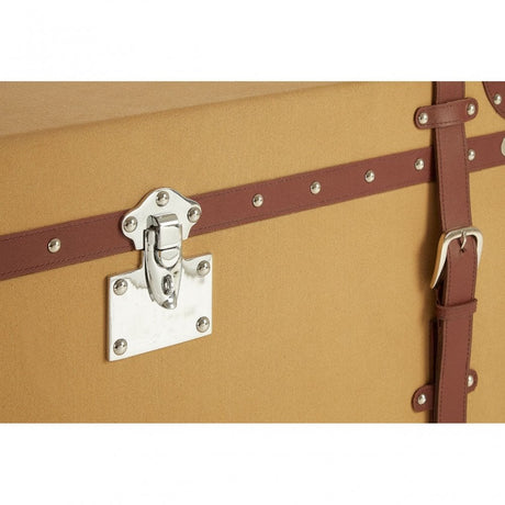 Columbus Large Canvas Storage Trunk, Canvas, Mango Wood, Brown