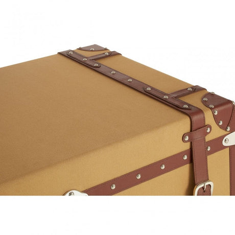 Columbus Large Canvas Storage Trunk, Canvas, Mango Wood, Brown