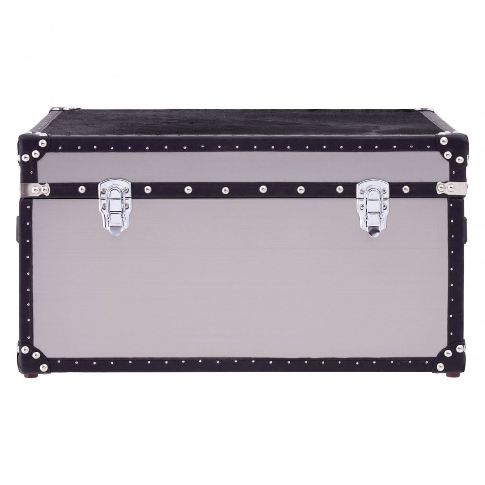 Clanbay Black / White Genuine Cowhide Storage Trunk, Cowhide, Stainless ...
