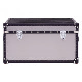 Black / White Genuine Cowhide Storage Trunk, Cowhide, Stainless Steel, Black