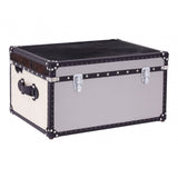 Black / White Genuine Cowhide Storage Trunk, Cowhide, Stainless Steel, Black