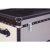 Black / White Genuine Cowhide Storage Trunk, Cowhide, Stainless Steel, Black