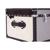 Black / White Genuine Cowhide Storage Trunk, Cowhide, Stainless Steel, Black