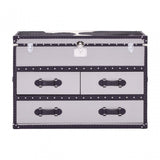 Black/White Genuine Cowhide 3 Drawer Cabinet, Cowhide, Stainless Steel, Black