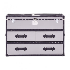 Black/White Genuine Cowhide 3 Drawer Cabinet, Cowhide, Stainless Steel, Black