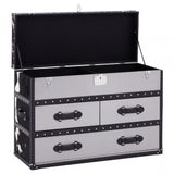 Black/White Genuine Cowhide 3 Drawer Cabinet, Cowhide, Stainless Steel, Black