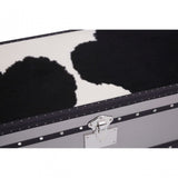 Black/White Genuine Cowhide 3 Drawer Cabinet, Cowhide, Stainless Steel, Black