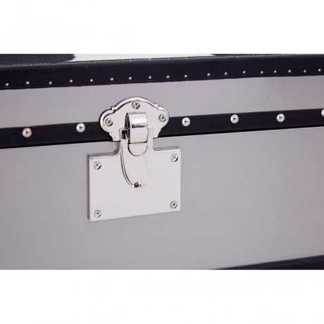 Black/White Genuine Cowhide 3 Drawer Cabinet, Cowhide, Stainless Steel, Black