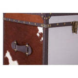 Brown / White Genuine Cowhide Storage Trunk Set, Cowhide, Stainless Steel, Brown