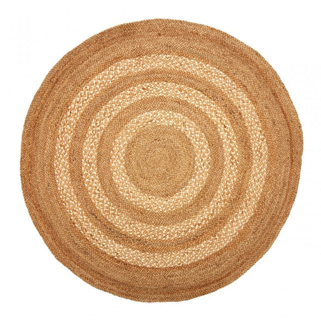 Stitch Jute Round Rug, Gold