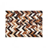 Safira Small Natural Patchwork Rug, Genuine Leather, Wool, Multi-Coloured