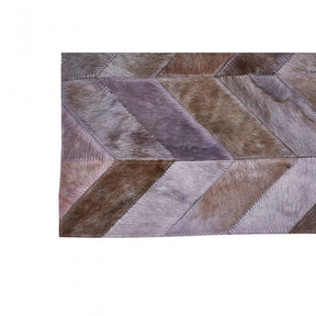 Safira Light Grey Patchwork Rug, Genuine Leather, Wool, Multi-Coloured