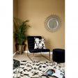 Safira Large Black / White Patchwork Rug, Genuine Leather, Wool, Black