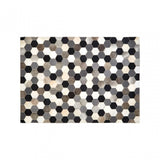 Safira Small Black / White / Grey Patchwork Rug, Genuine Leather, Wool, Black