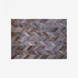 Safira Rug With Light Grey Patchwork, Genuine Leather, Wool, Grey