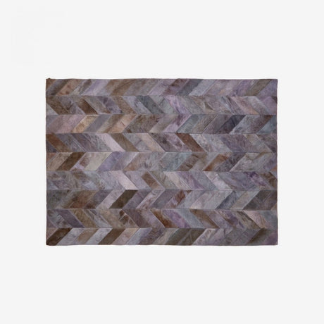 Safira Rug With Light Grey Patchwork, Genuine Leather, Wool, Grey