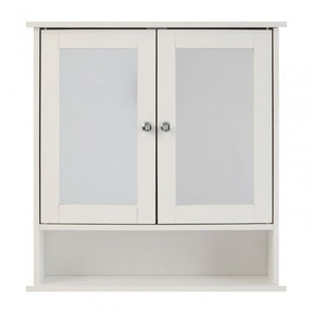 Bathroom Cabinet With Mirrored Doors / Shelf, Wood, Mirrored Glass, White