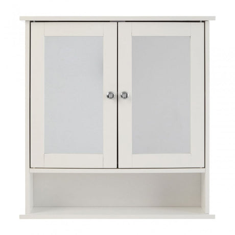 Bathroom Cabinet With Mirrored Doors / Shelf, Wood, Mirrored Glass, White