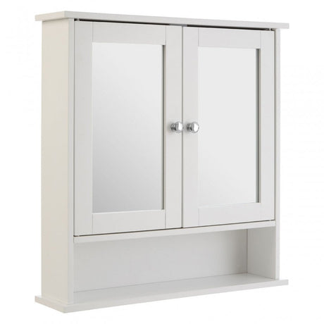 Bathroom Cabinet With Mirrored Doors / Shelf, Wood, Mirrored Glass, White
