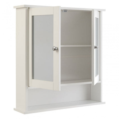 Bathroom Cabinet With Mirrored Doors / Shelf, Wood, Mirrored Glass, White