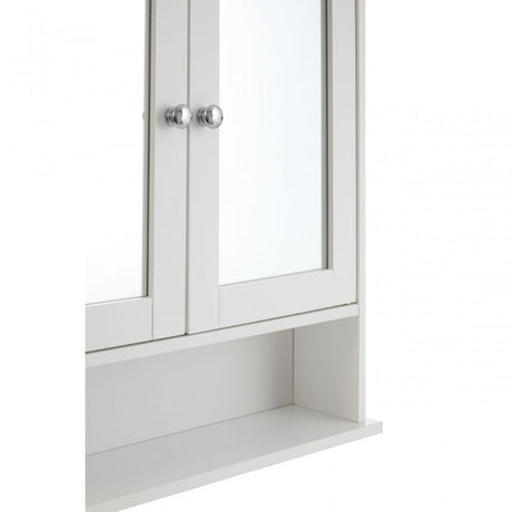 Bathroom Cabinet With Mirrored Doors / Shelf, Wood, Mirrored Glass, White