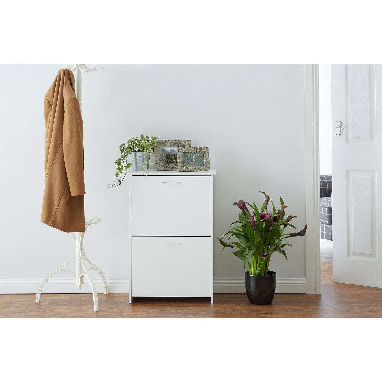 Shoe Storage Cupboard, Wood, White