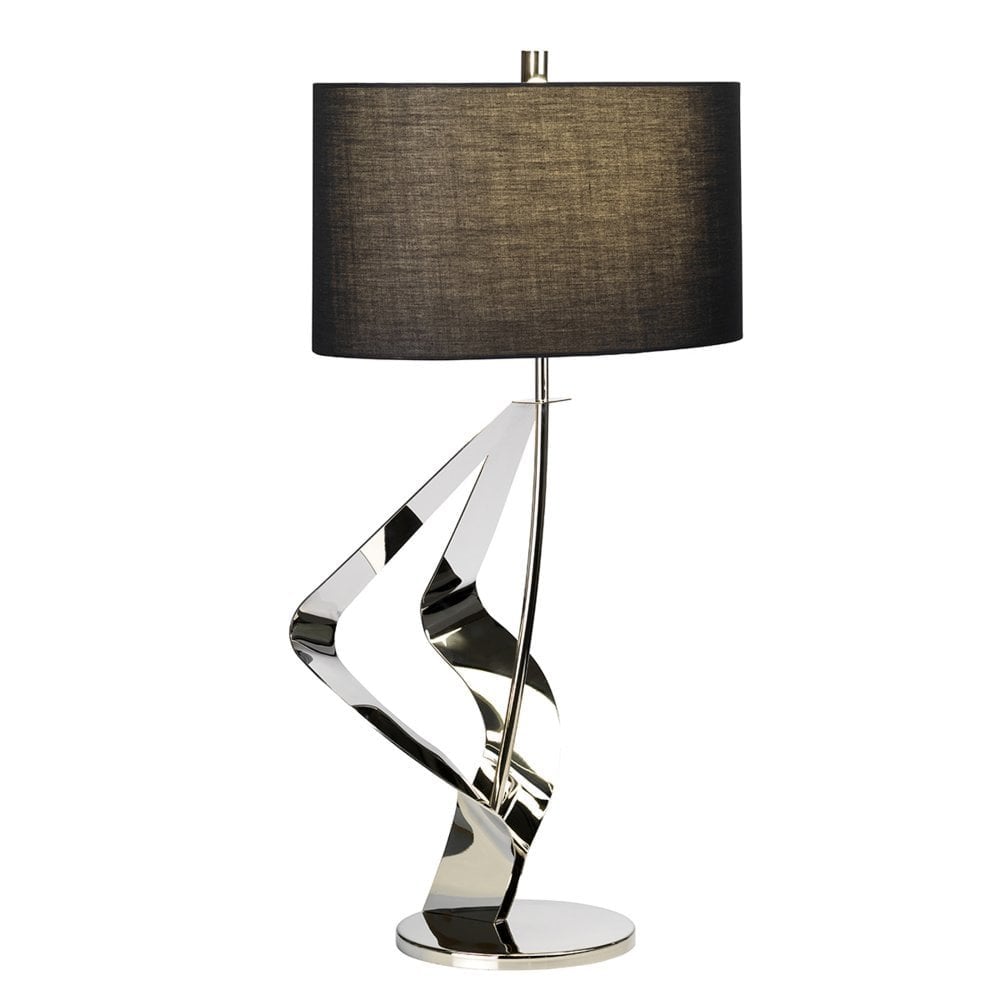 Elegant Ribbon Accent Table Lamp with Black Cylinder Shade