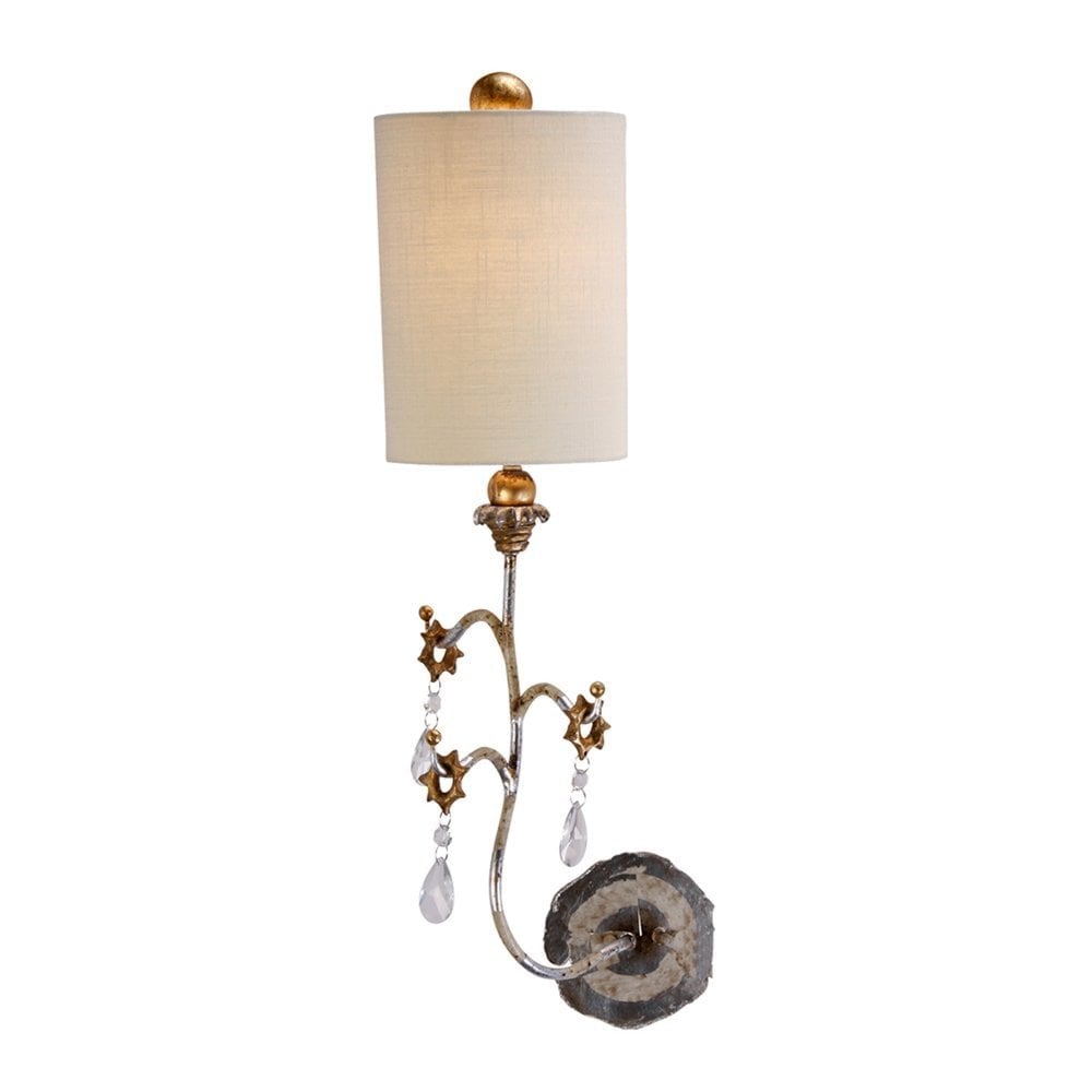 Tivoli Wall Light - Silver and Cream Patina with Crystal Accents