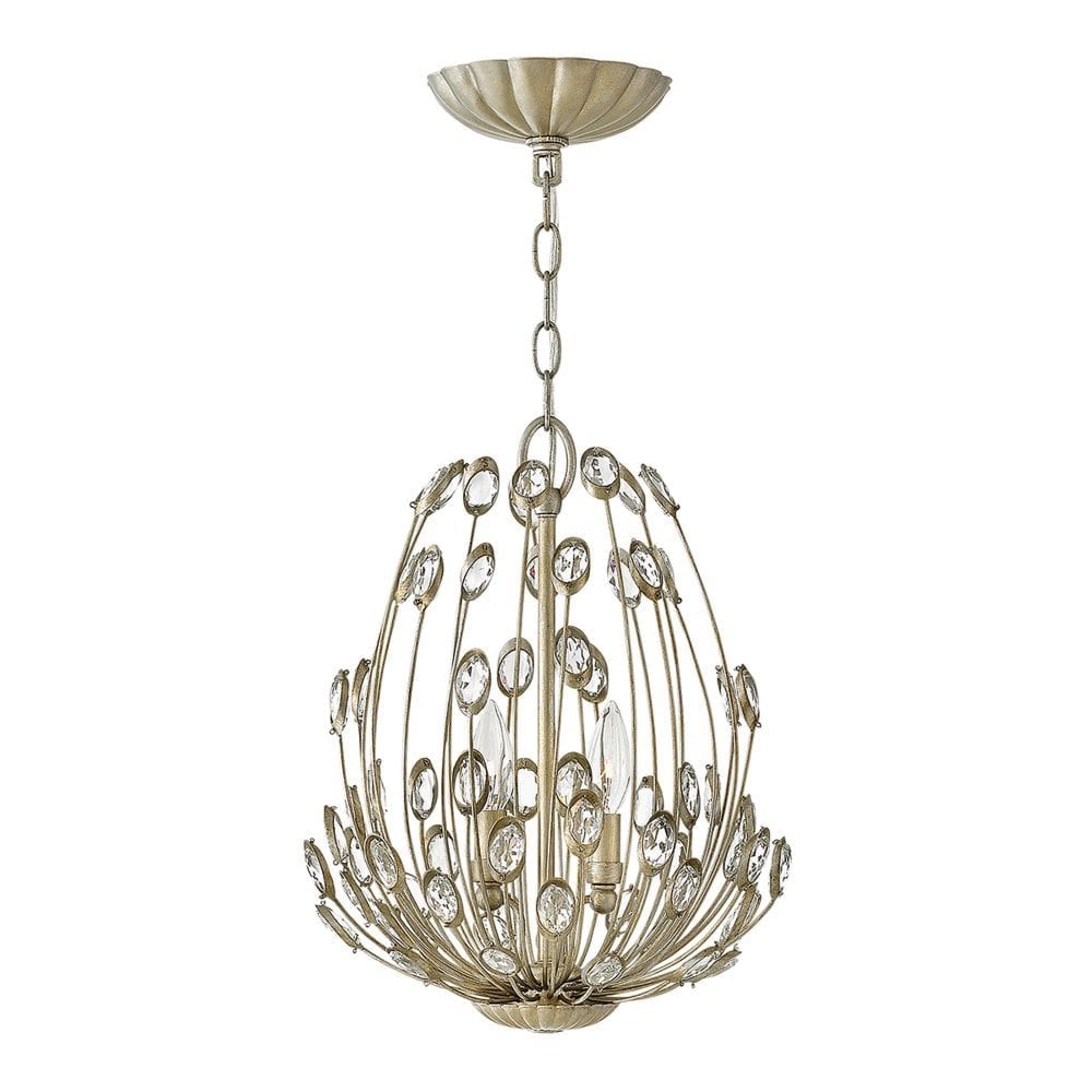 Tulah Artisan Crafted 3-Light Pendant in Silver Leaf Finish