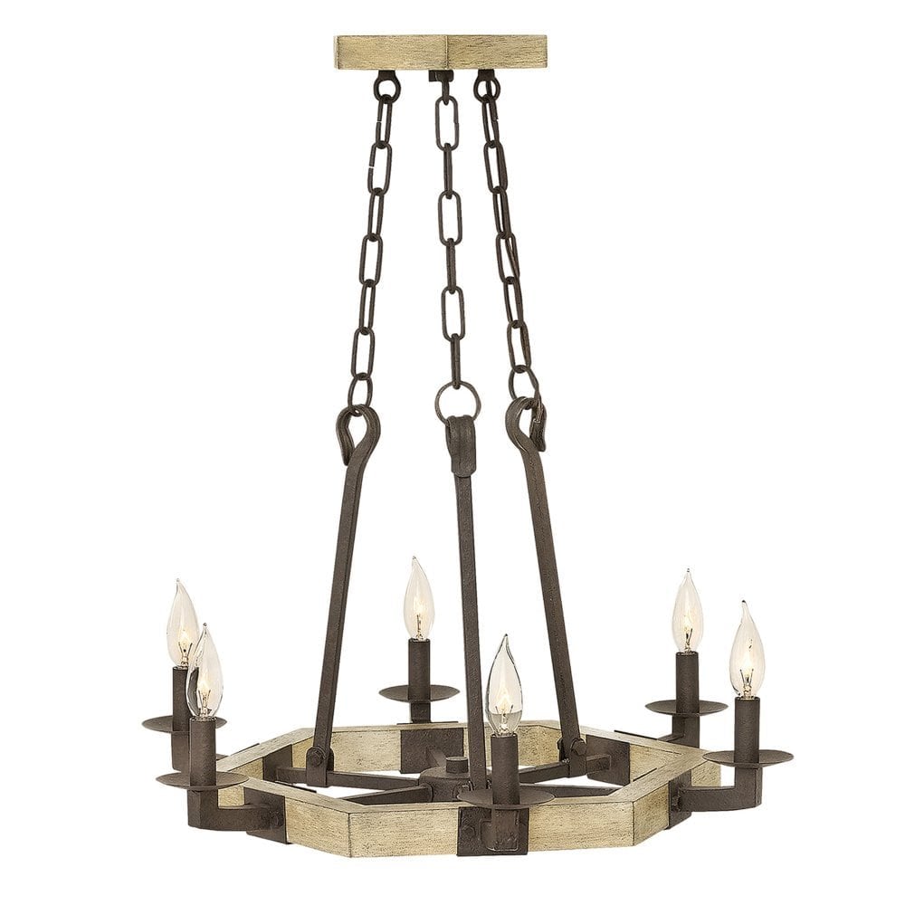 Wyatt 6-Light Rustic Wagon Wheel Chandelier - Iron Rust