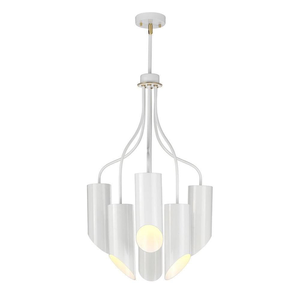 Elegant Quinto Six-Light Chandelier in White and Aged Brass Finish