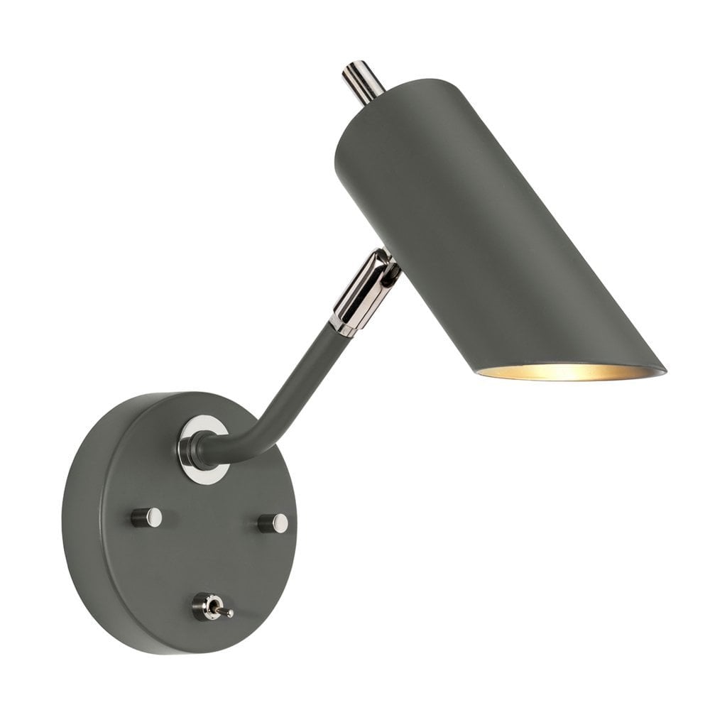 Elegant Quinto Single Wall Sconce - Dark Grey and Polished Nickel Finish