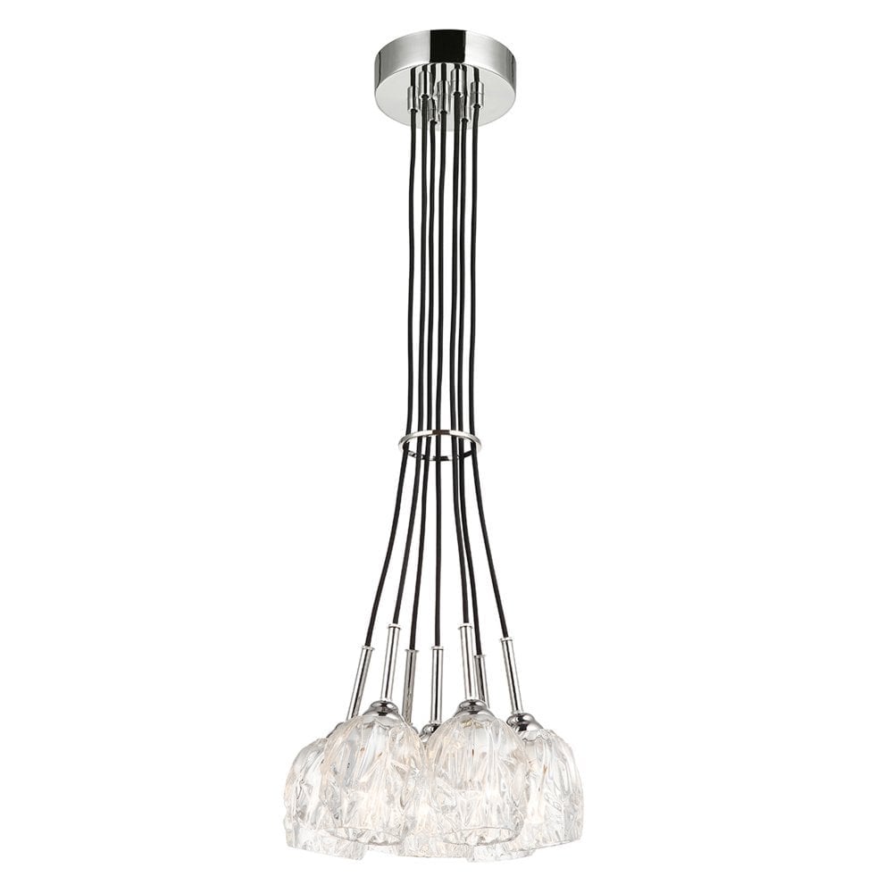 Modern Elegance 7-Light Polished Nickel Glass Chandelier
