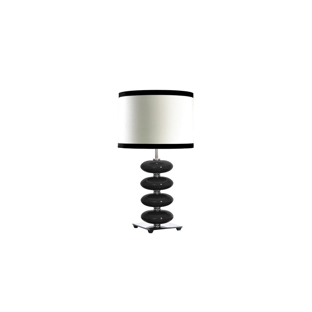 Elegant Onyx Black Porcelain Table Lamp with Faux Linen Shade